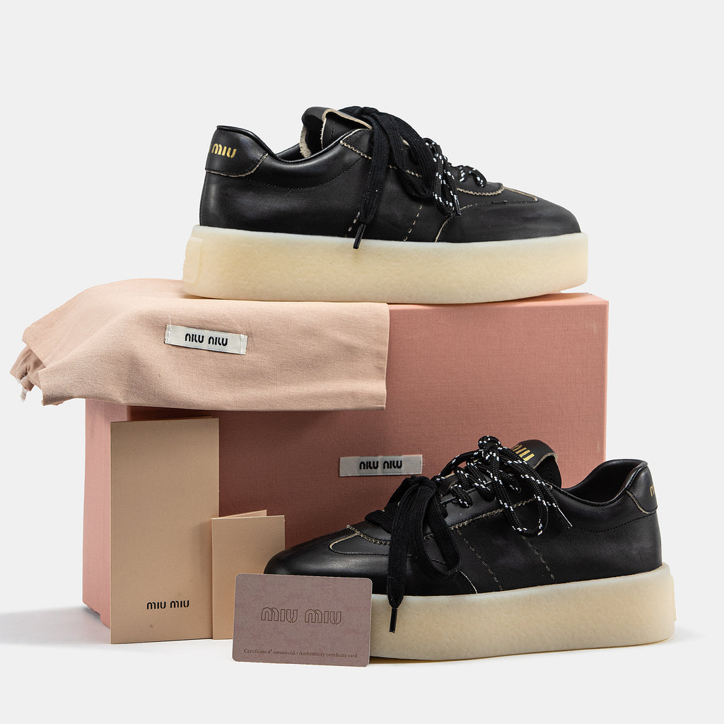 MIU MIU PLATFORM SNEAKER IN BLACK