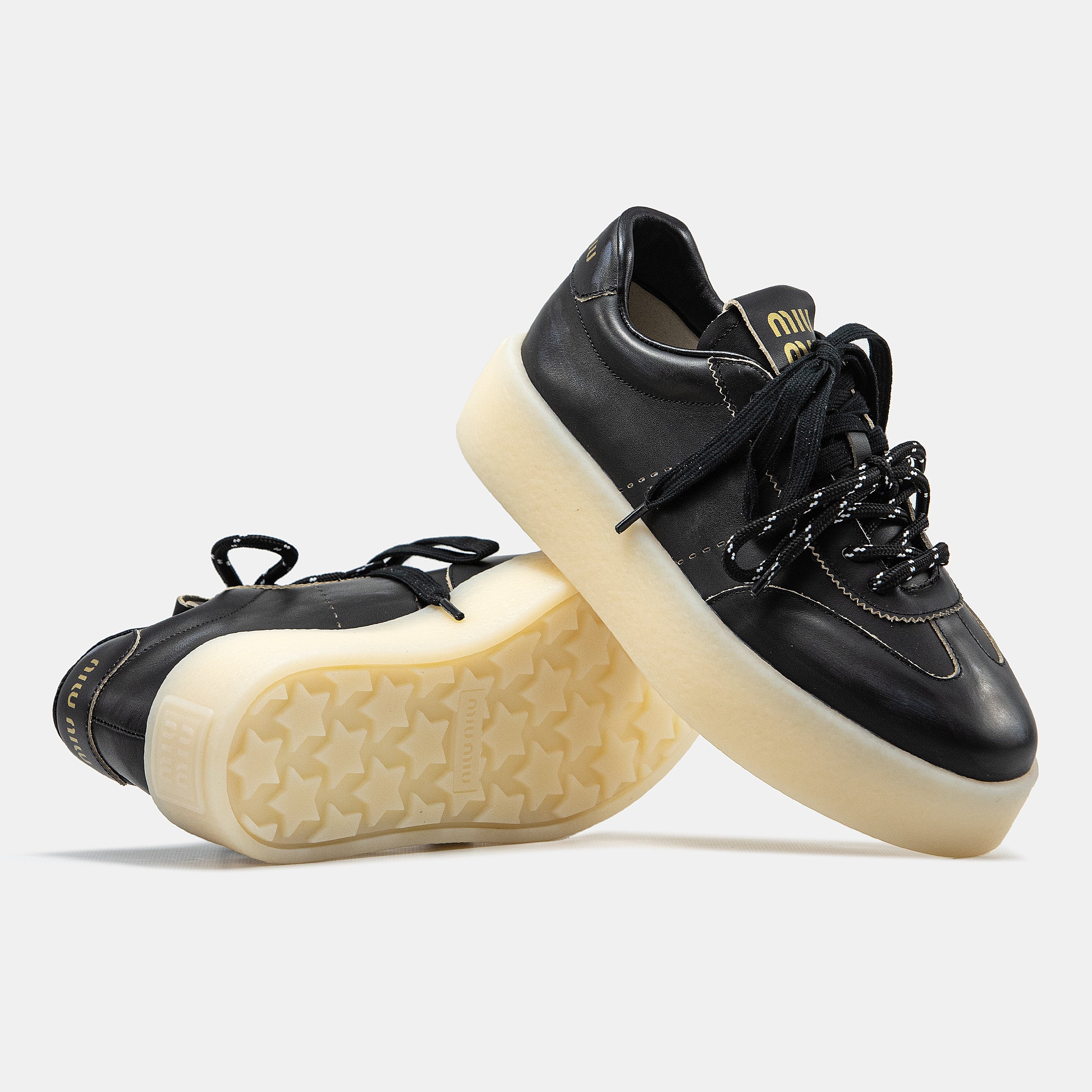MIU MIU PLATFORM SNEAKER IN BLACK