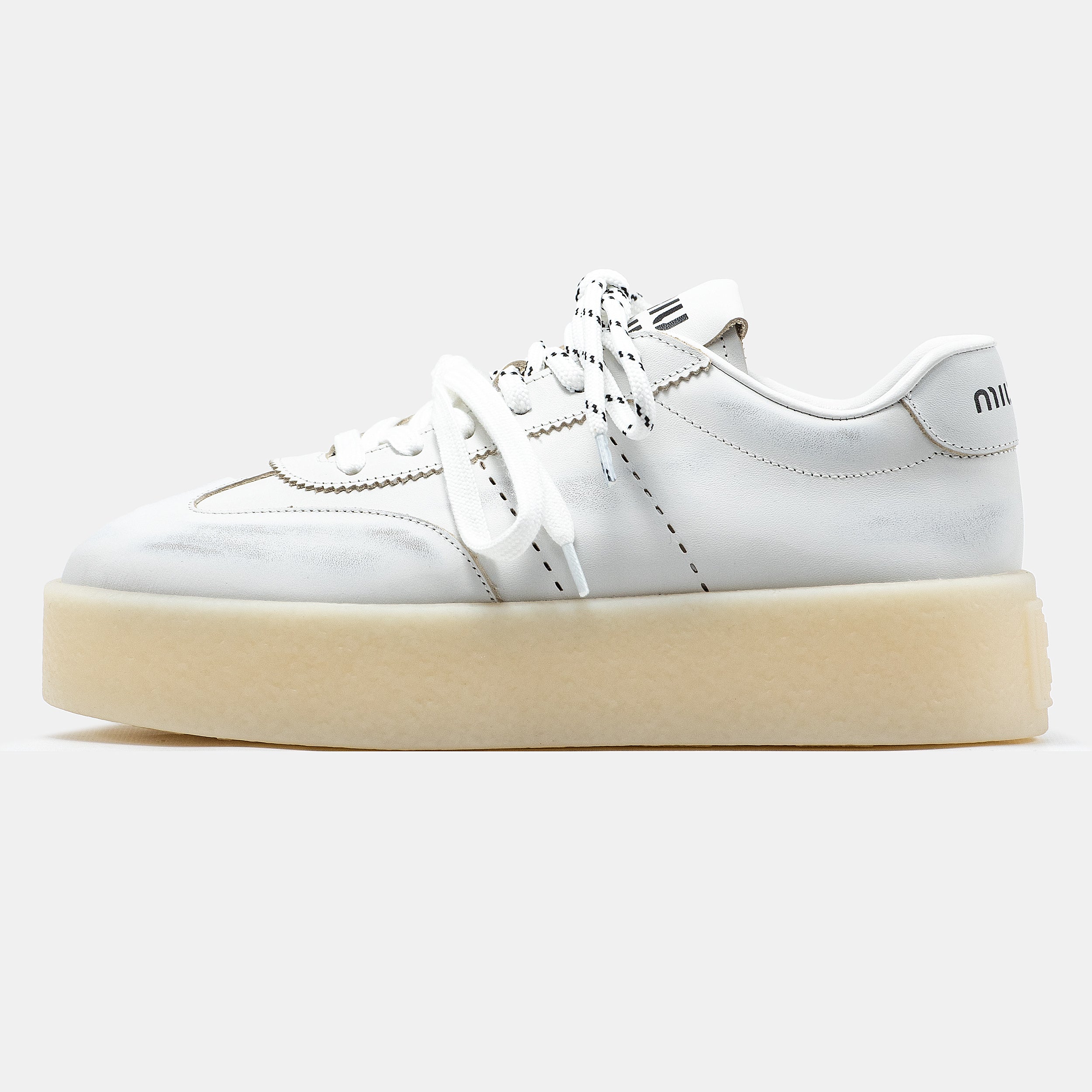 MIU MIU PLATFORM SNEAKER IN WHITE