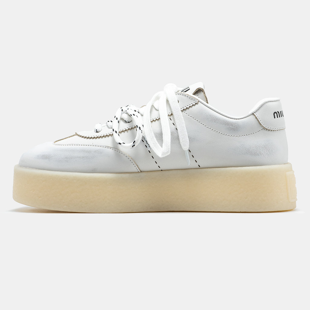 MIU MIU PLATFORM SNEAKER IN WHITE