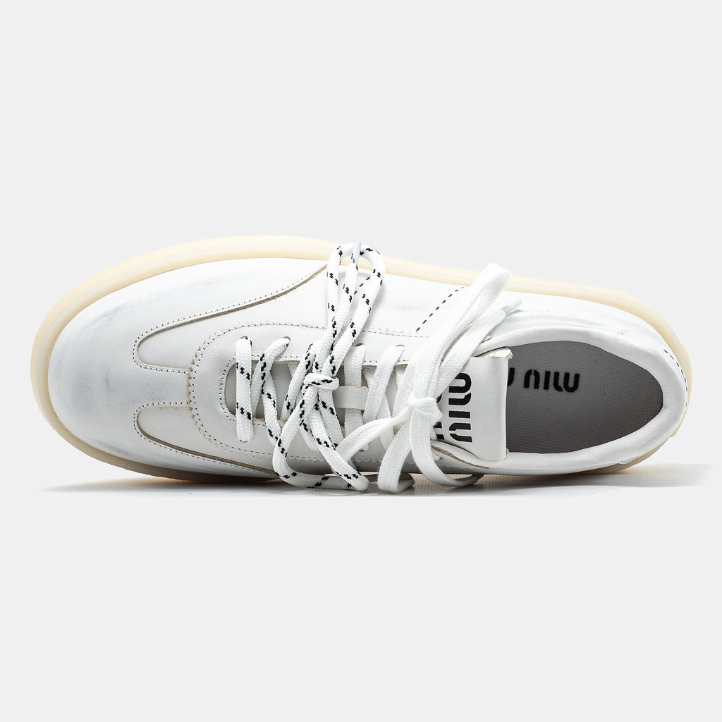 MIU MIU PLATFORM SNEAKER IN WHITE