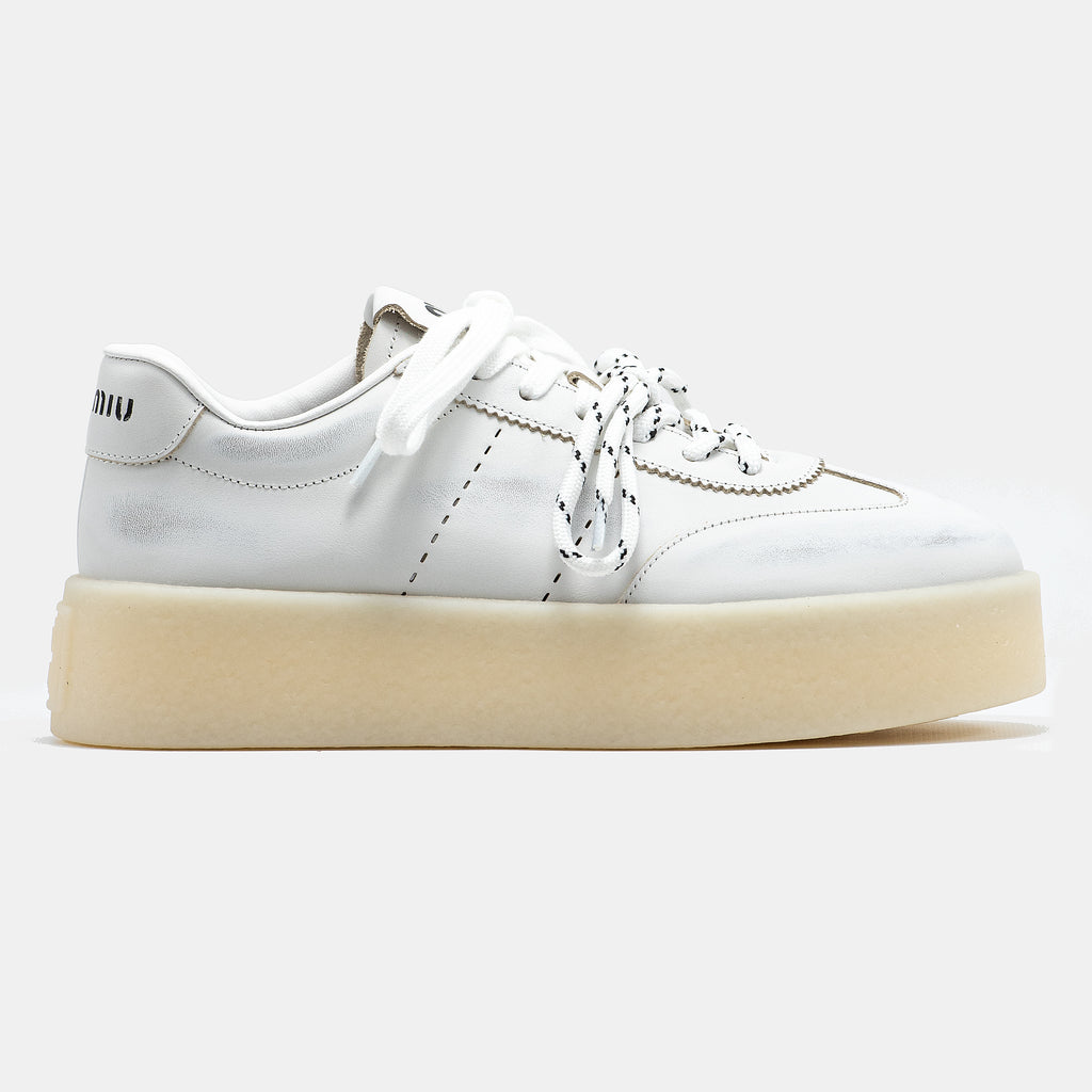 MIU MIU PLATFORM SNEAKER IN WHITE