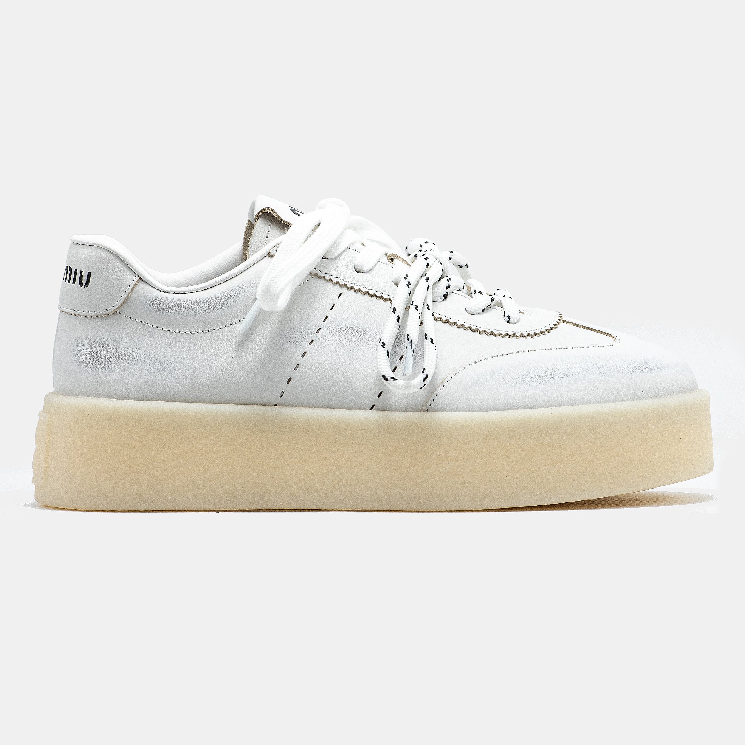 MIU MIU PLATFORM SNEAKER IN WHITE