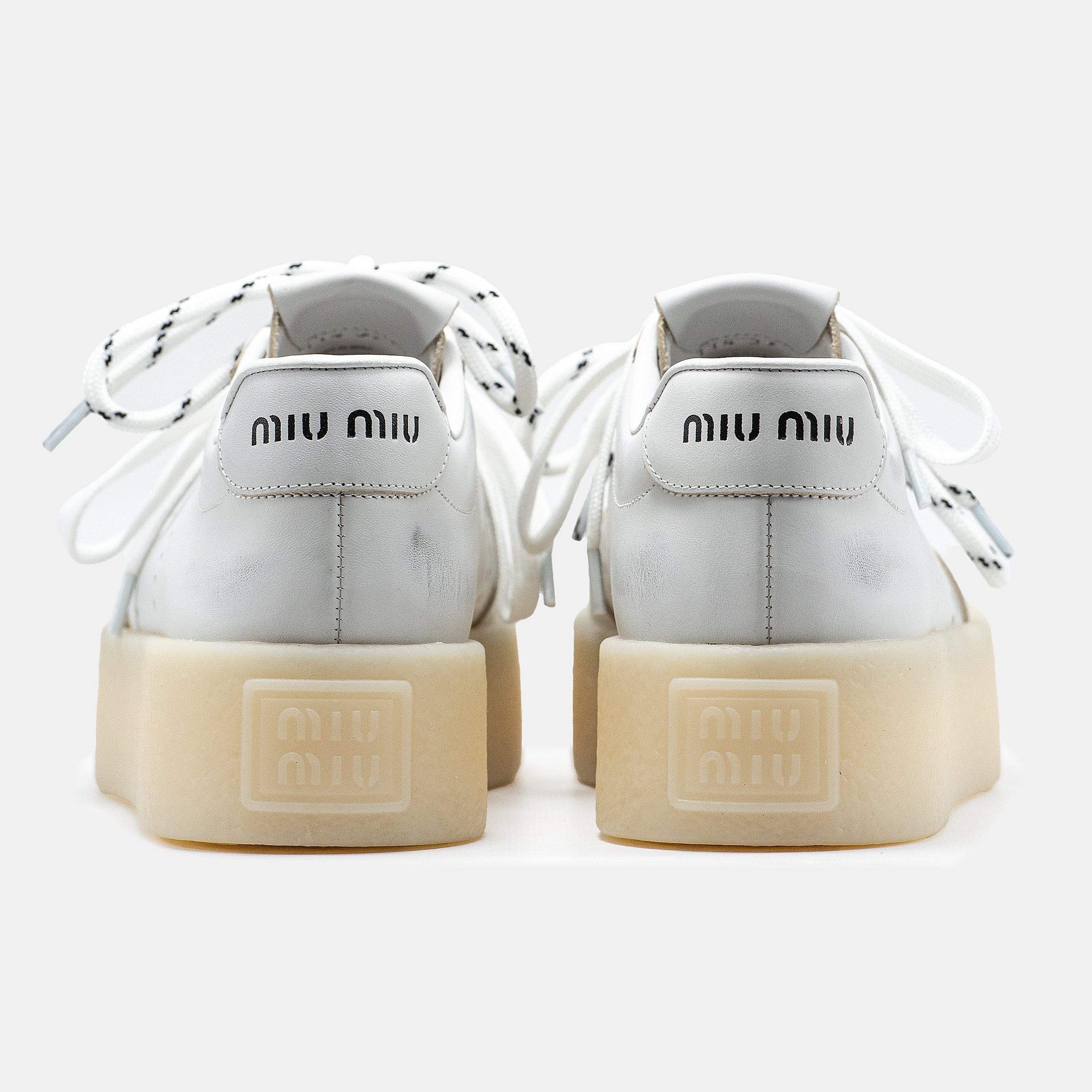 MIU MIU PLATFORM SNEAKER IN WHITE