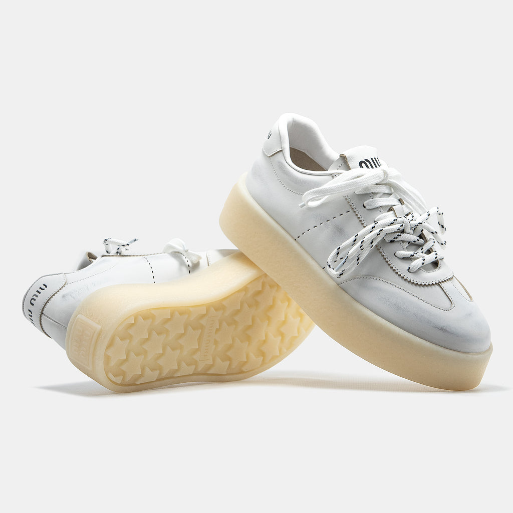 MIU MIU PLATFORM SNEAKER IN WHITE