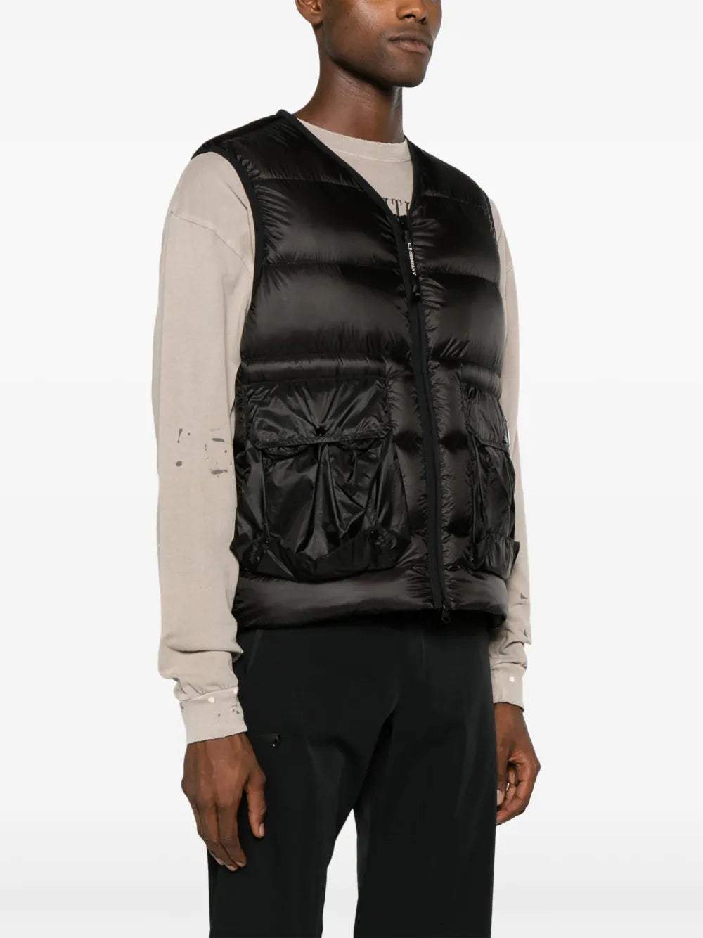 C.P. COMPANY D.D. SHELL DOWN GILET IN BLACK