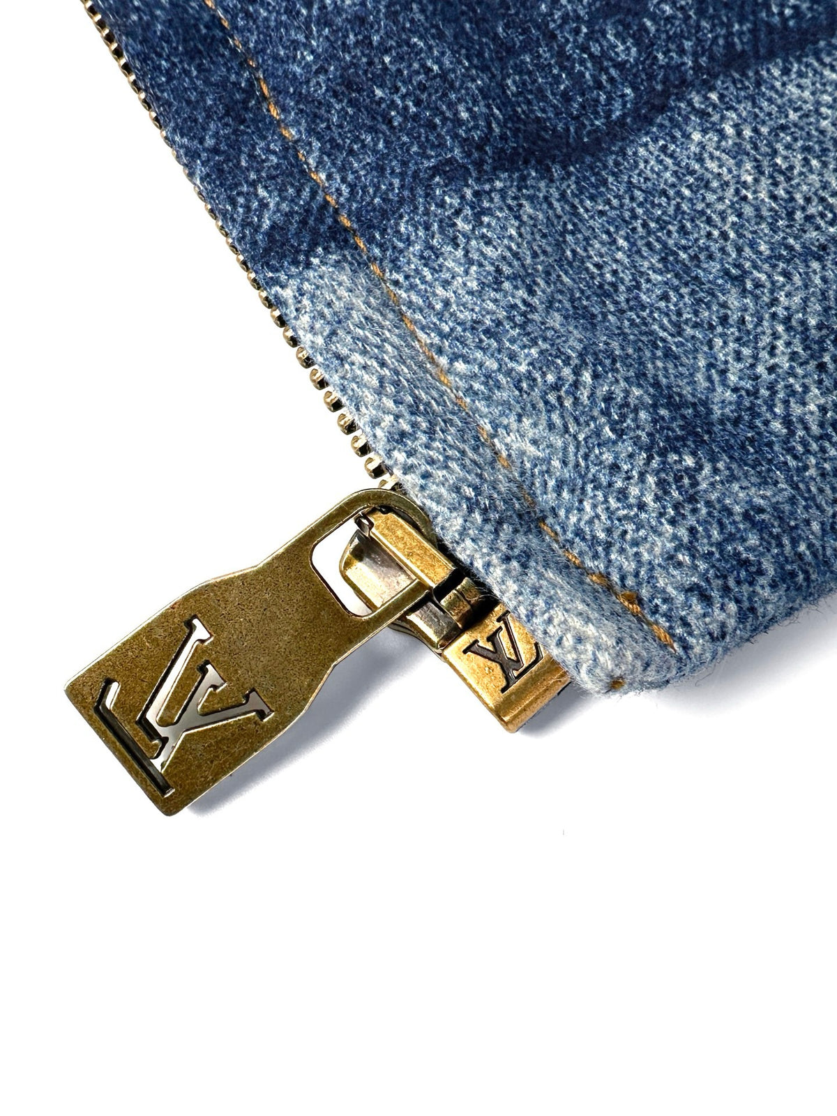 LOUIS VUITTON LASERED SIGNATURE PATCHWORK DENIM BLOUSON