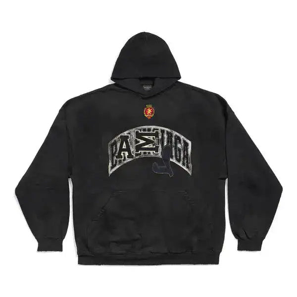 BALENCIAGA SKATER HOODIE OVERSIZED IN FADED BLACK