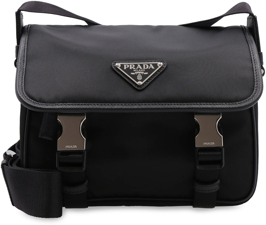 PRADA RE-NYLON MESSENGER BAG IN BLACK