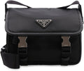 PRADA RE-NYLON MESSENGER BAG IN BLACK
