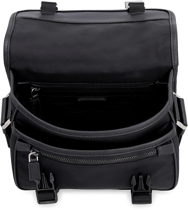 PRADA RE-NYLON MESSENGER BAG IN BLACK