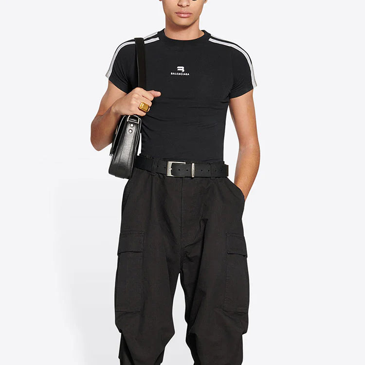 BALENCIAGA SPORTY B SHRUNK T-SHIRT 'BLACK WHITE'