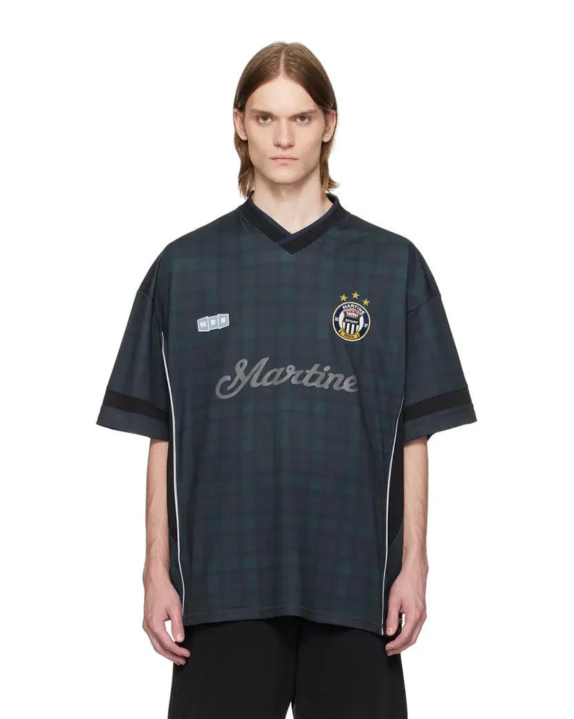 MARTINE ROSE FOOTBALL T-SHIRT BLACK/TARTAN