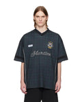 MARTINE ROSE FOOTBALL T-SHIRT BLACK/TARTAN