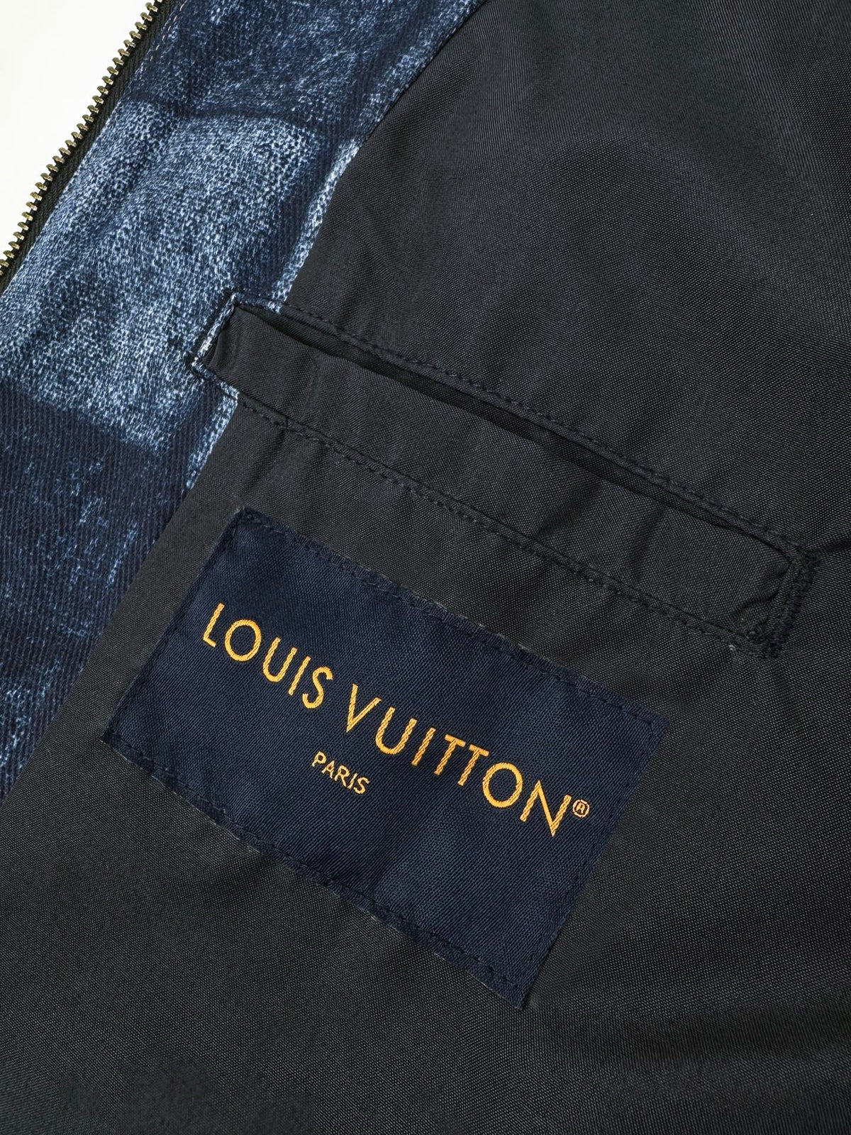 LOUIS VUITTON LASERED SIGNATURE PATCHWORK DENIM BLOUSON