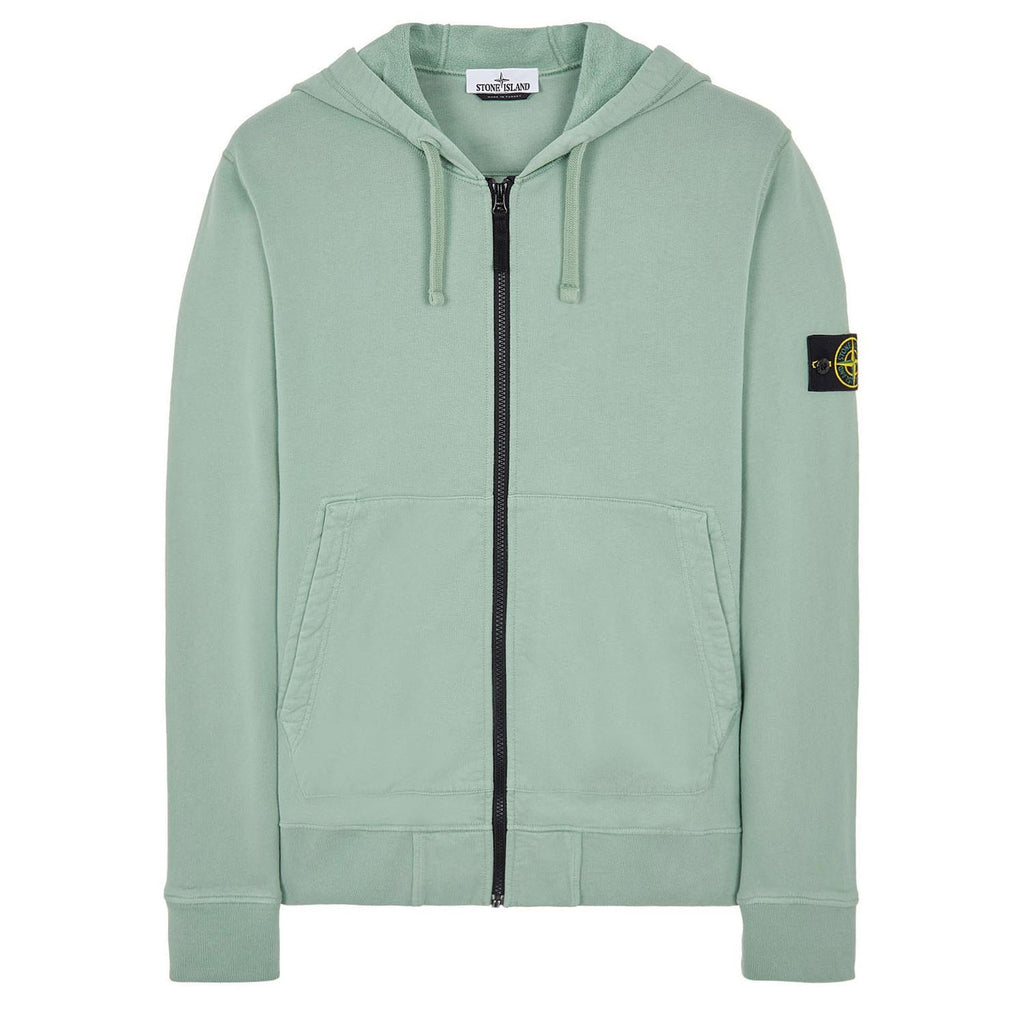 STONE ISLAND ZIP-UP HOODIE IN MENTHOL
