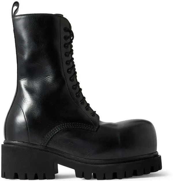 BALENCIAGA LEATHER STOMPER BOOTS IN BLACK