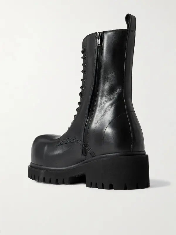BALENCIAGA LEATHER STOMPER BOOTS IN BLACK