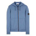 STONE ISLAND ZIP-UP HOODIE IN LIGHT BLUE