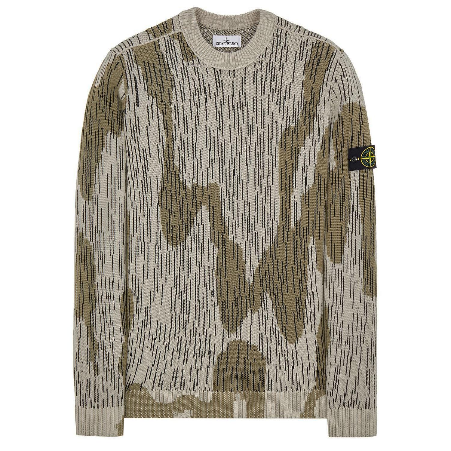 STONE ISLAND MIXED YARN SWEATER RAIN CAMO