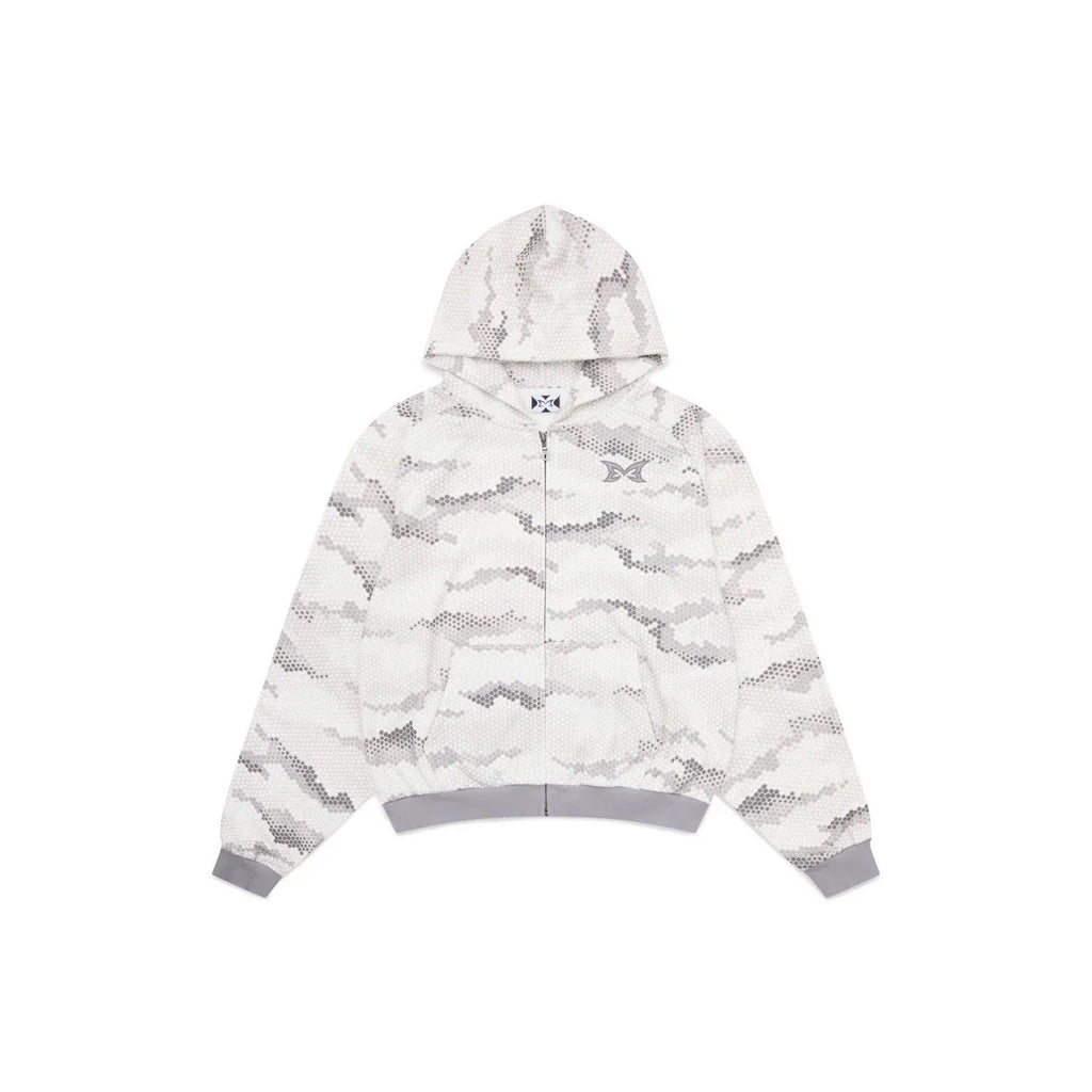 MERTRA SNAKESKIN ZIP-UP HOODIE IN GREY