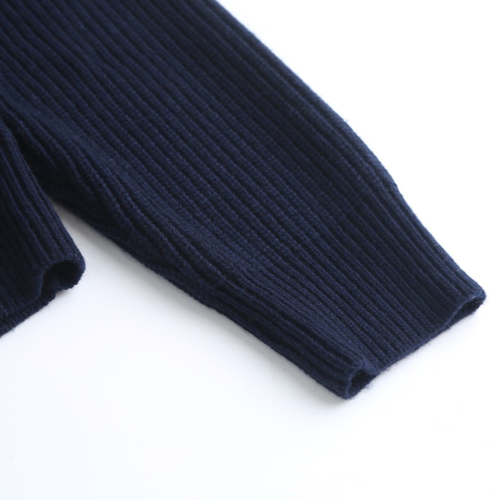 CELINE LOGO-EMBROIDERED RIBBED WOOL SWEATER
