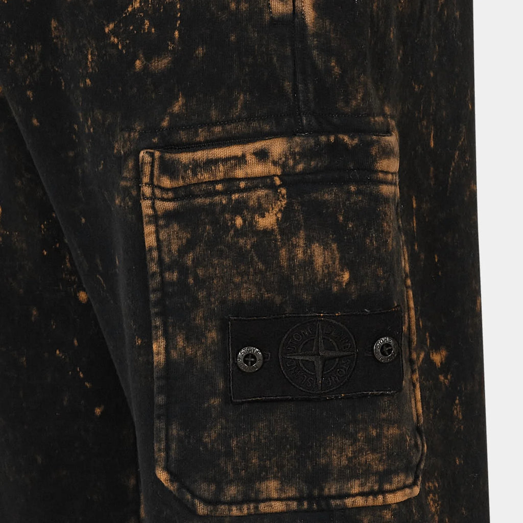 STONE ISLAND OFF-DYE OVD SWEATPANTS IN BLACK