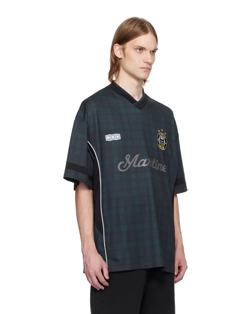 MARTINE ROSE FOOTBALL T-SHIRT BLACK/TARTAN