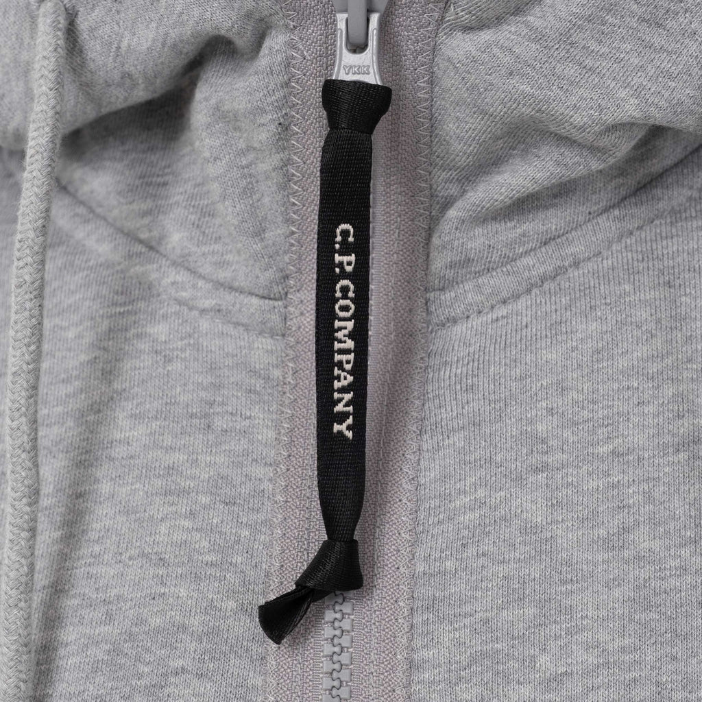 C.P. COMPANY ZIP-UP GOGGLES HOODIE IN GREY/MELANGE