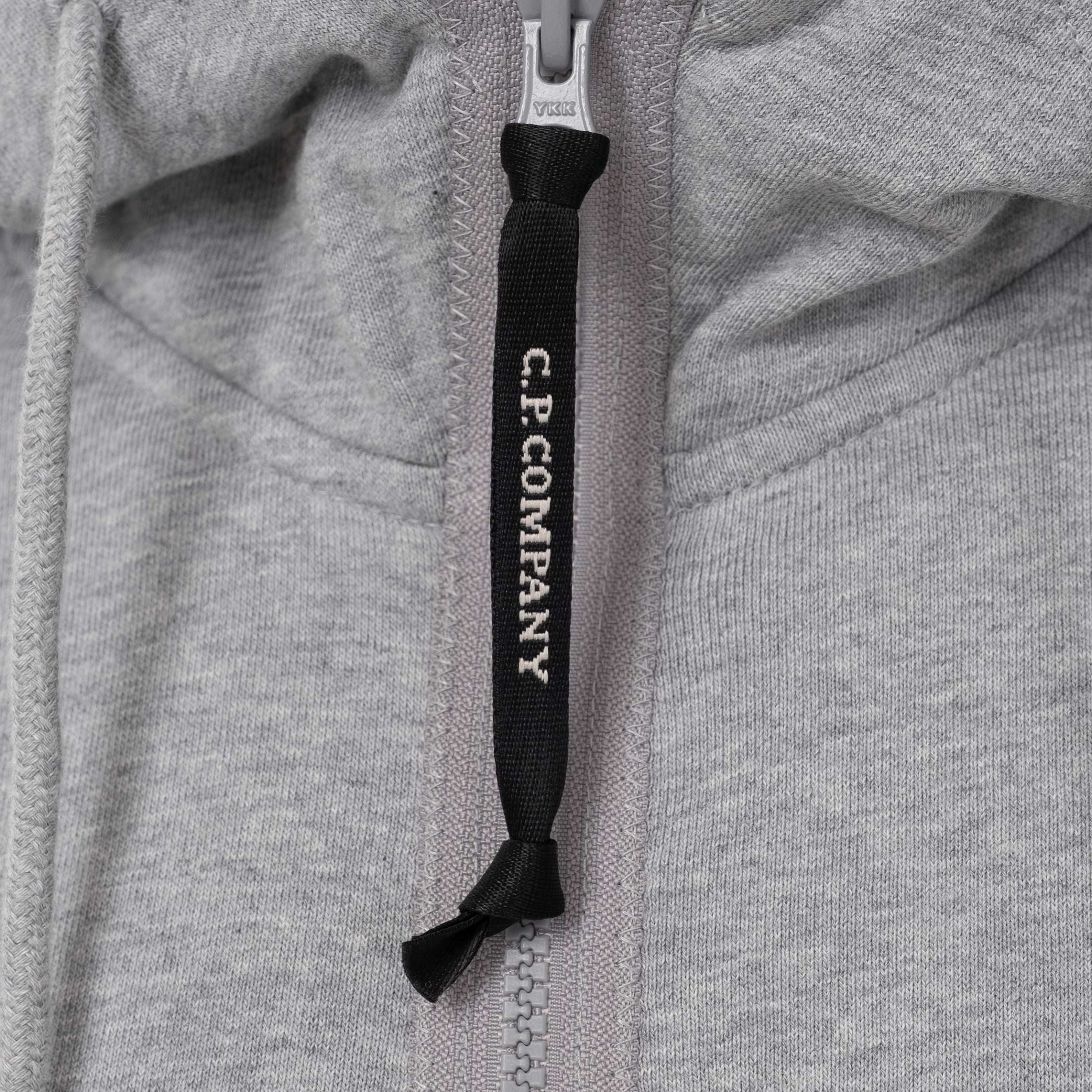 C.P. COMPANY ZIP-UP GOGGLES HOODIE IN GREY/MELANGE