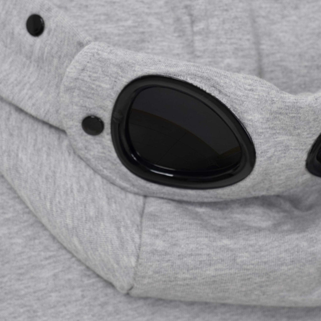 C.P. COMPANY ZIP-UP GOGGLES HOODIE IN GREY/MELANGE