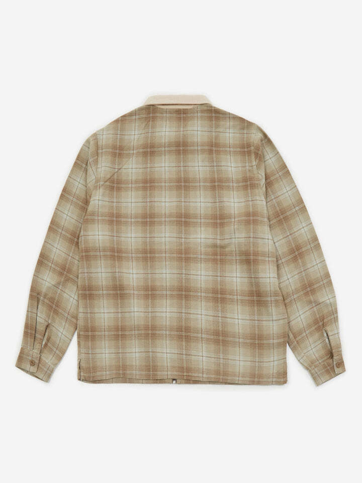 STUSSY FRANK PLAID ZIP SHIRT TAN