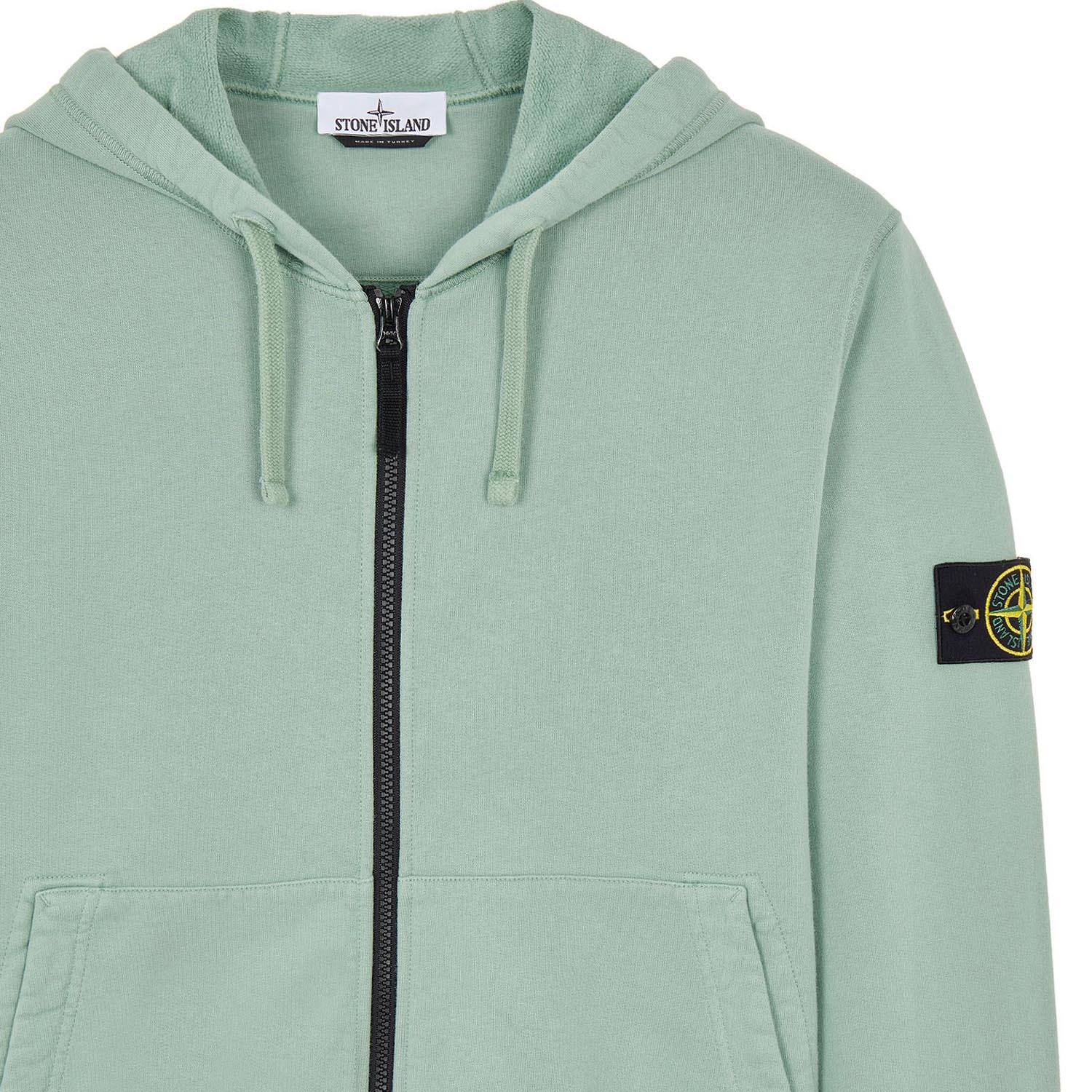STONE ISLAND ZIP-UP HOODIE IN MENTHOL