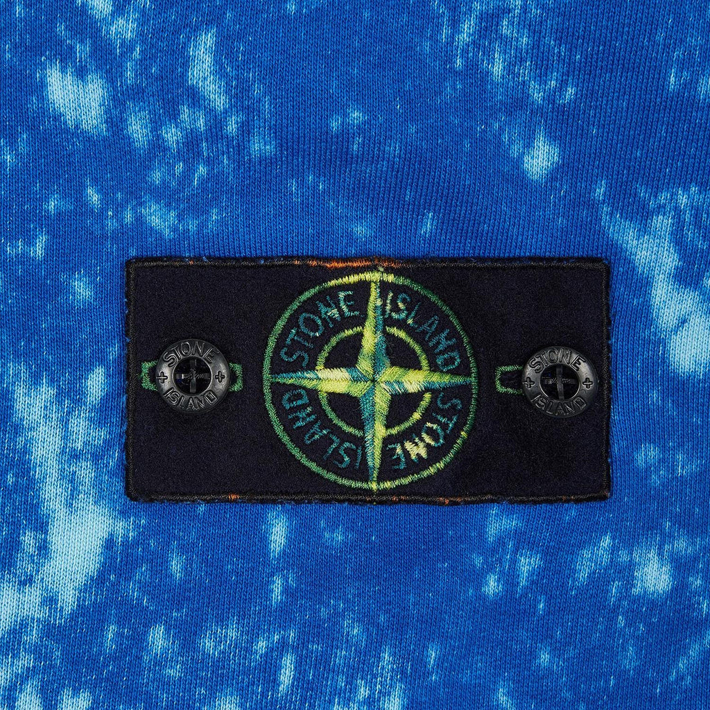 STONE ISLAND OFF-DYE COTTON FLEECE HOODIE IN BLUE