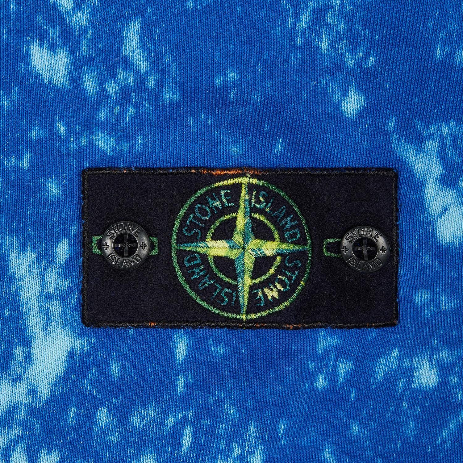 STONE ISLAND OFF-DYE COTTON FLEECE HOODIE IN BLUE