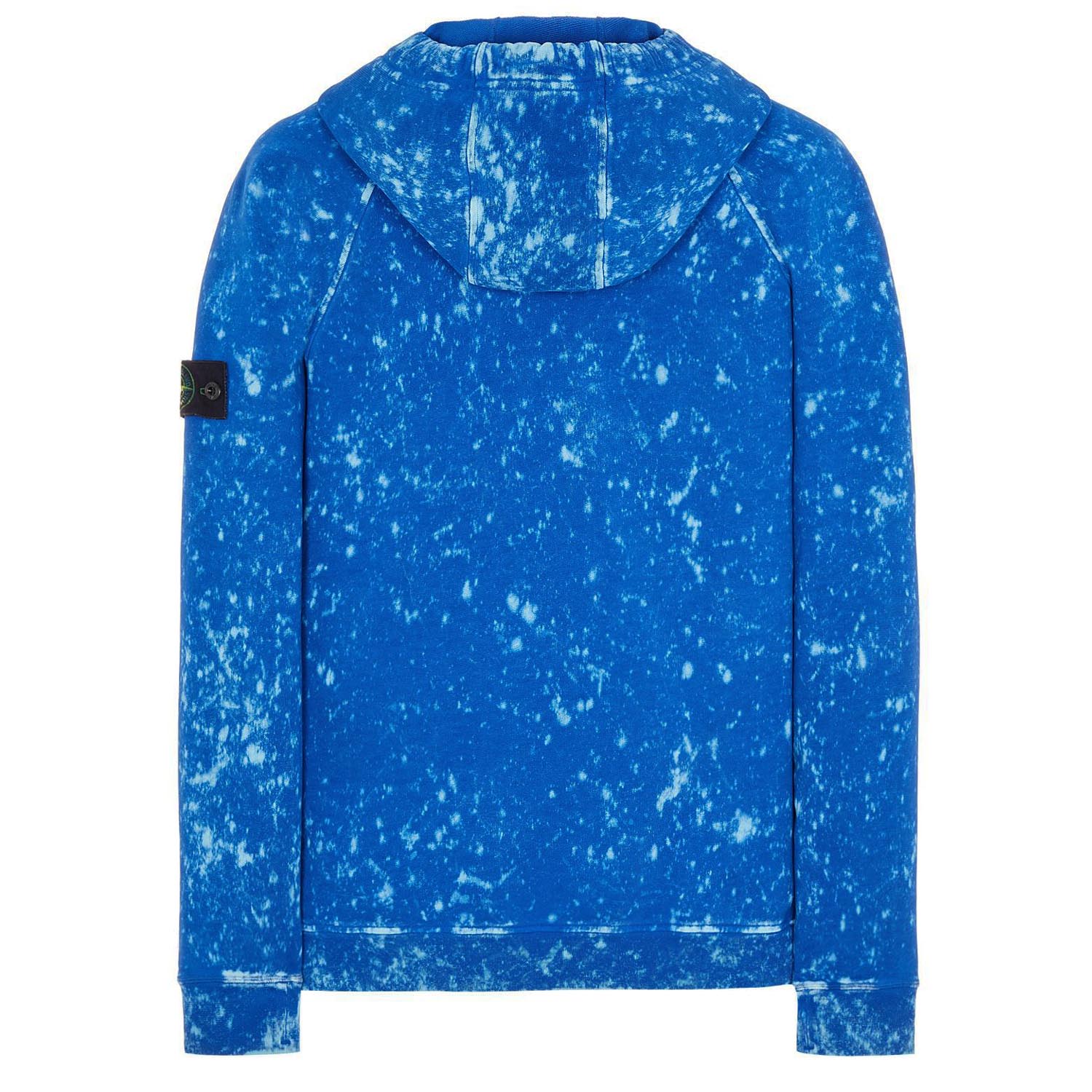 STONE ISLAND OFF-DYE COTTON FLEECE HOODIE IN BLUE