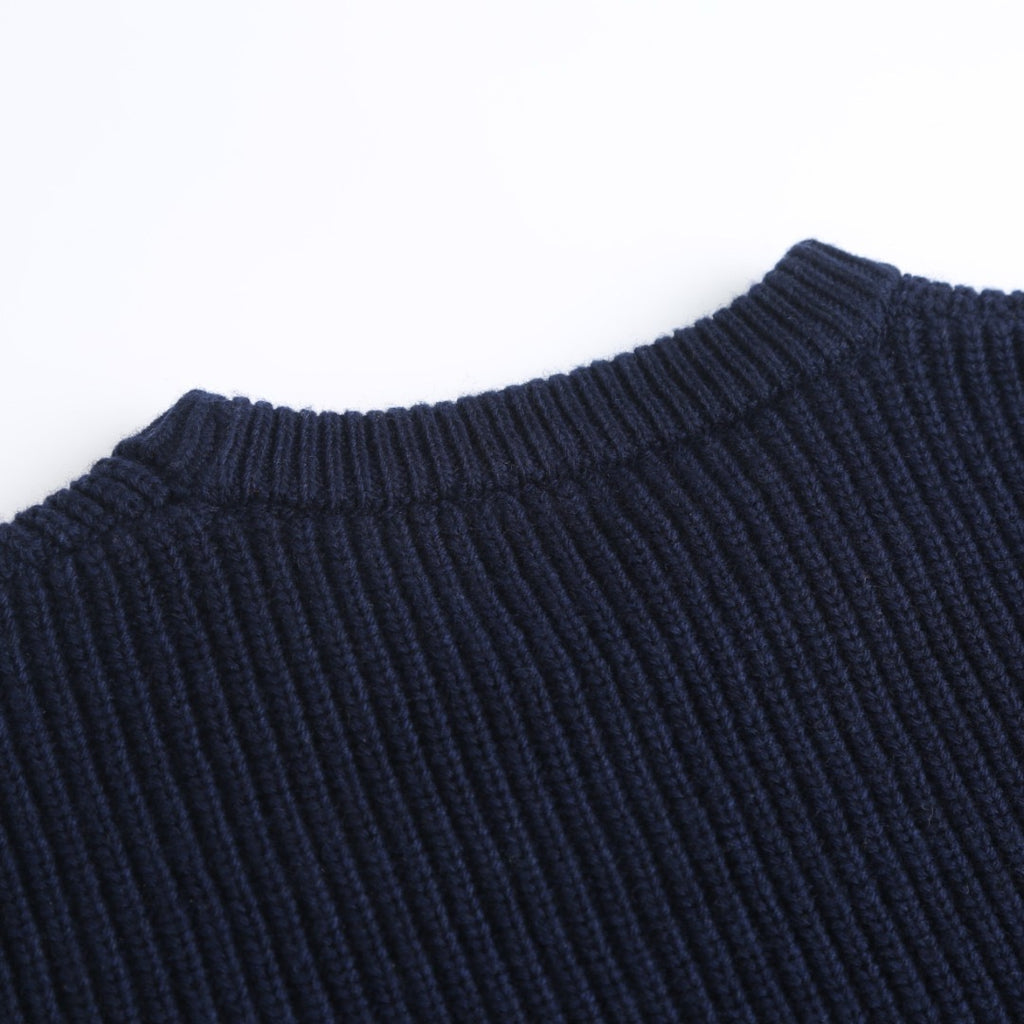 CELINE LOGO-EMBROIDERED RIBBED WOOL SWEATER
