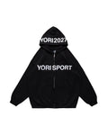 YORI SPORT TEXT ZIP-UP (BLACK/WHITE)