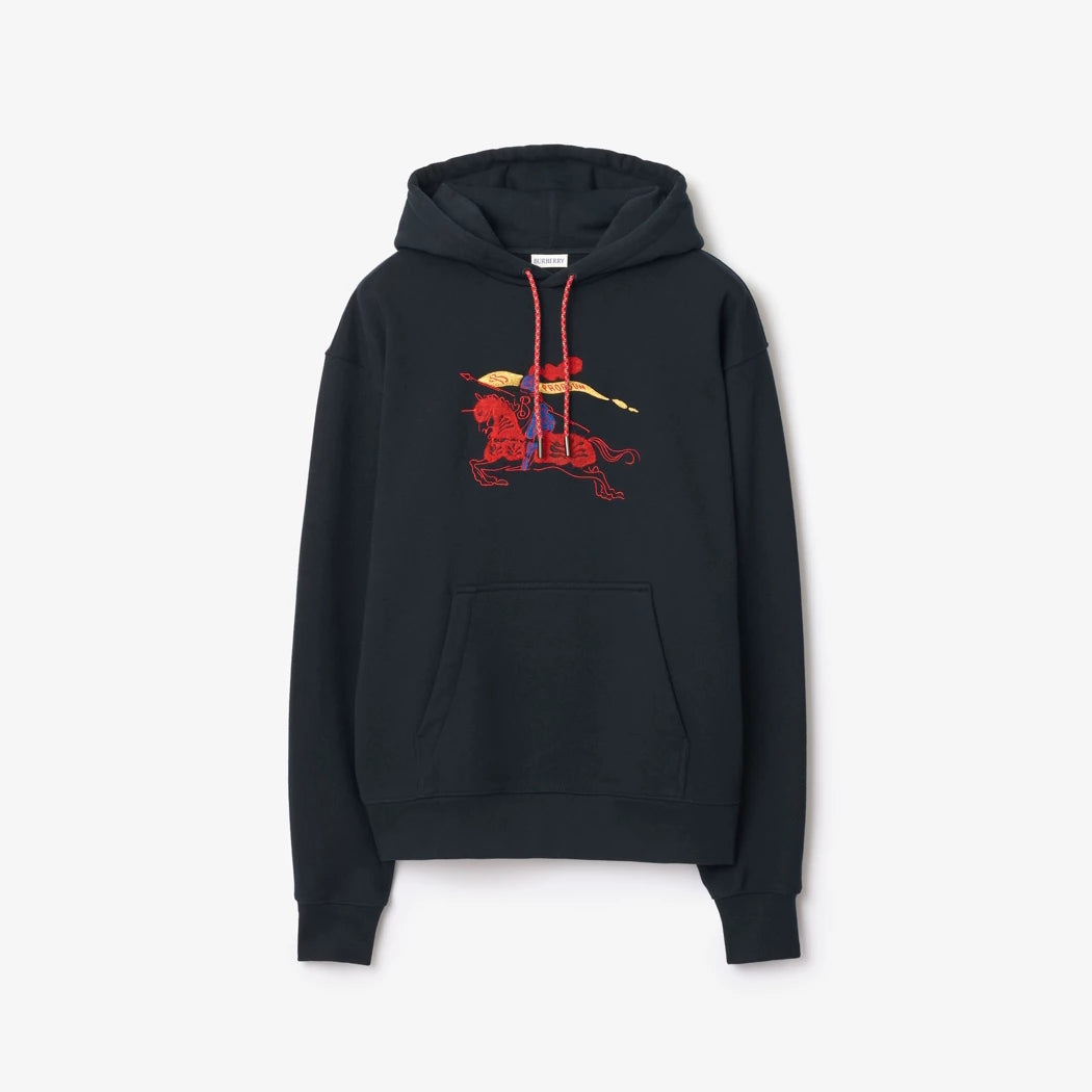 BURBERRY RELAXED FIT EKD COTTON HOODIE “BLACK”