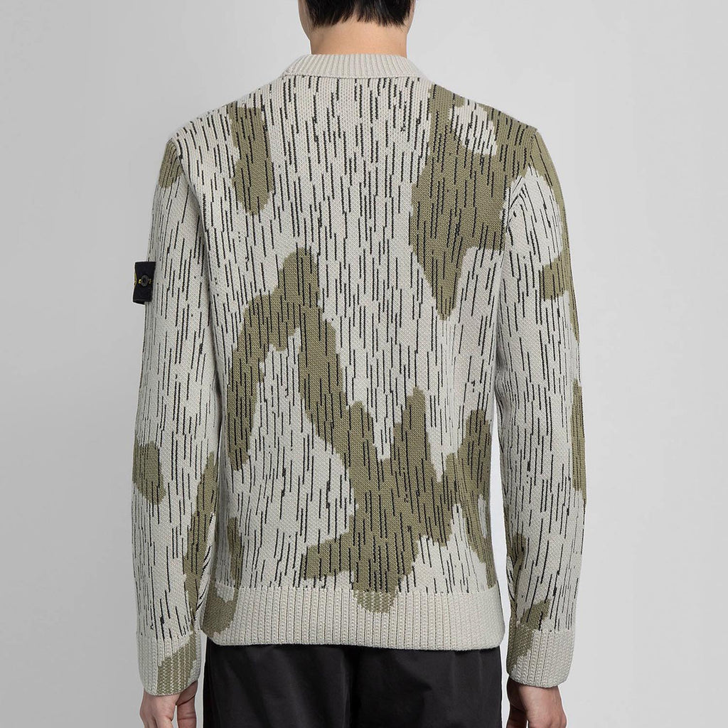 STONE ISLAND MIXED YARN SWEATER RAIN CAMO