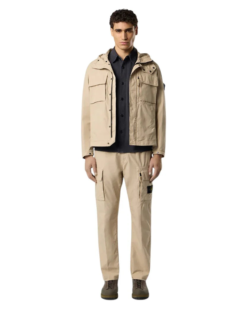 STONE ISLAND CANVAS WEAVE COTTON JACKET DESERT