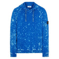 STONE ISLAND OFF-DYE COTTON FLEECE HOODIE IN BLUE