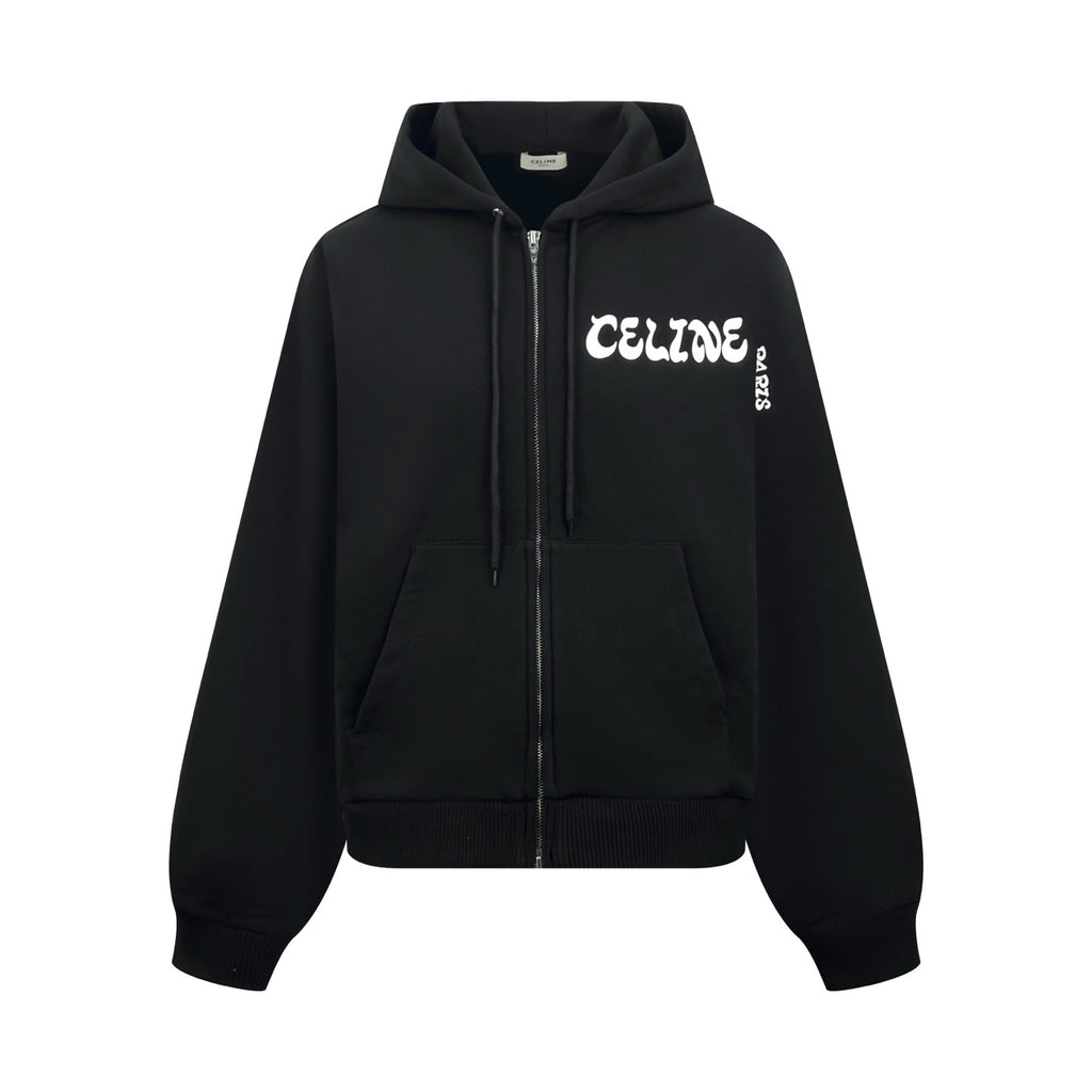 CELINE ZIPPED HOODIE IN COTTON FLEECE