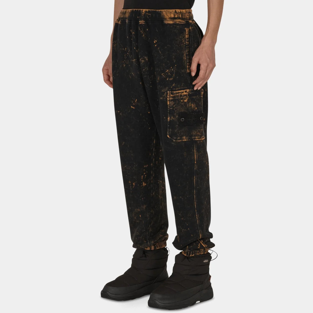 STONE ISLAND OFF-DYE OVD SWEATPANTS IN BLACK