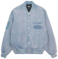 STUSSY GHOST LOGO CANVAS VARSITY JACKET BLUE
