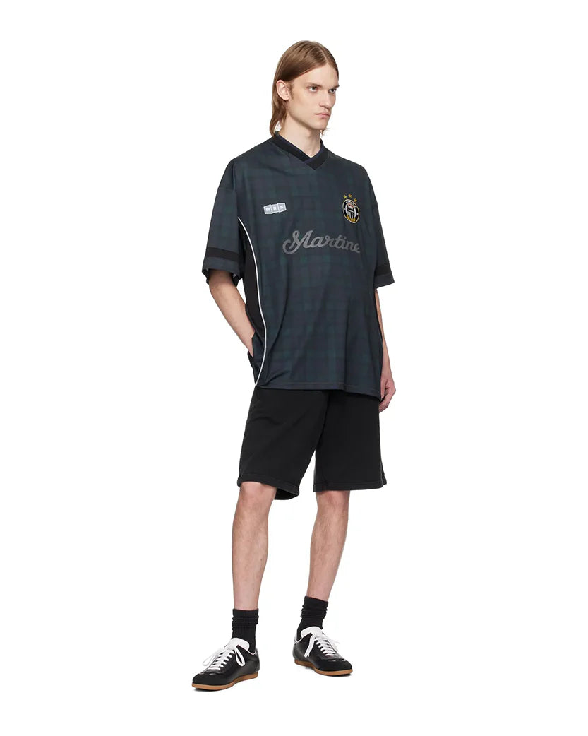 MARTINE ROSE FOOTBALL T-SHIRT BLACK/TARTAN