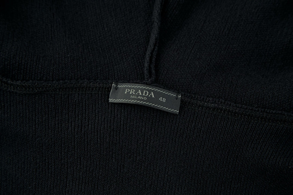 PRADA BLUE LOGO-EMBROIDERED HOODIE