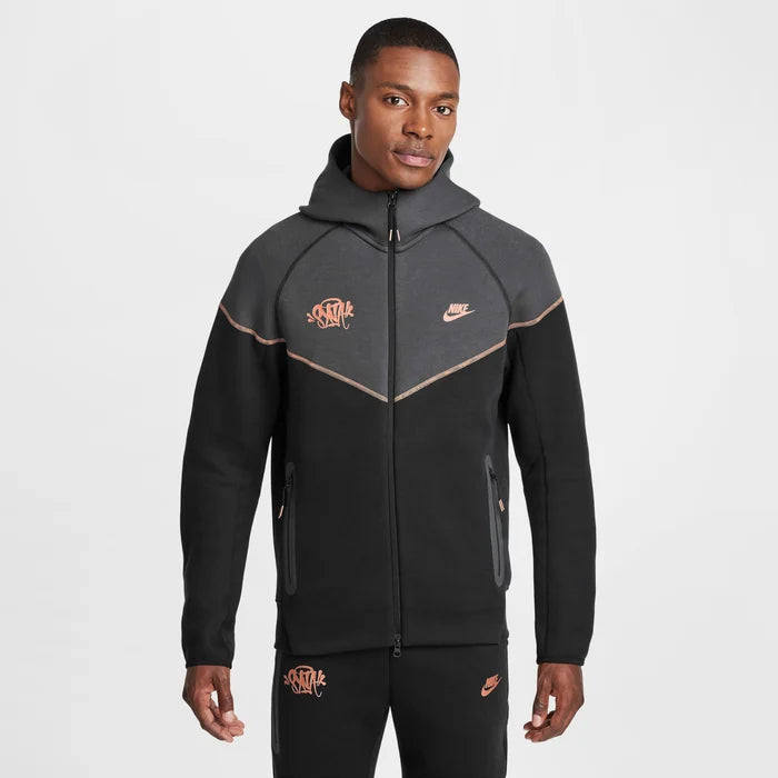 NIKE SPORTSWEAR X CENTRAL CEE TECH FLEECE FULL ZIP HOODIE 'BLACK/METALLIC RED BRONZE'