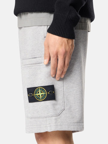 STONE ISLAND CARGO BERMUDA SHORTS IN DUST GREY MELANGE