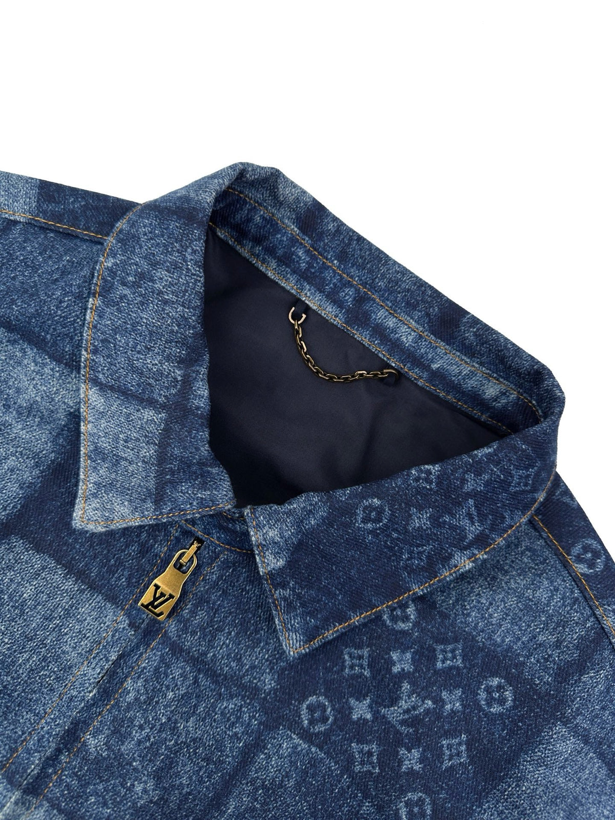 LOUIS VUITTON LASERED SIGNATURE PATCHWORK DENIM BLOUSON